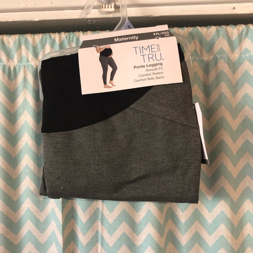Time and Tru maternity grey ponte leggings comfort belly band